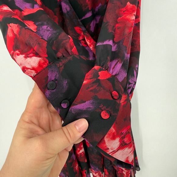 J JASON WU CHIFFON FIT‎ & FLARE MIDI FLORAL DRESS 1X - Picture 7 of 14